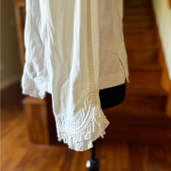 White Ruffled Denim Jacket - Picture 2 of 5